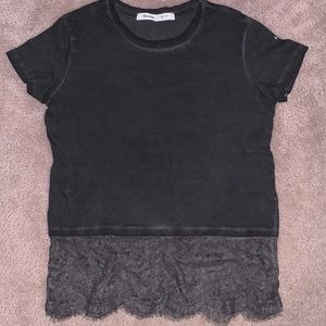 Gray T-shirt with Lace Bottom
